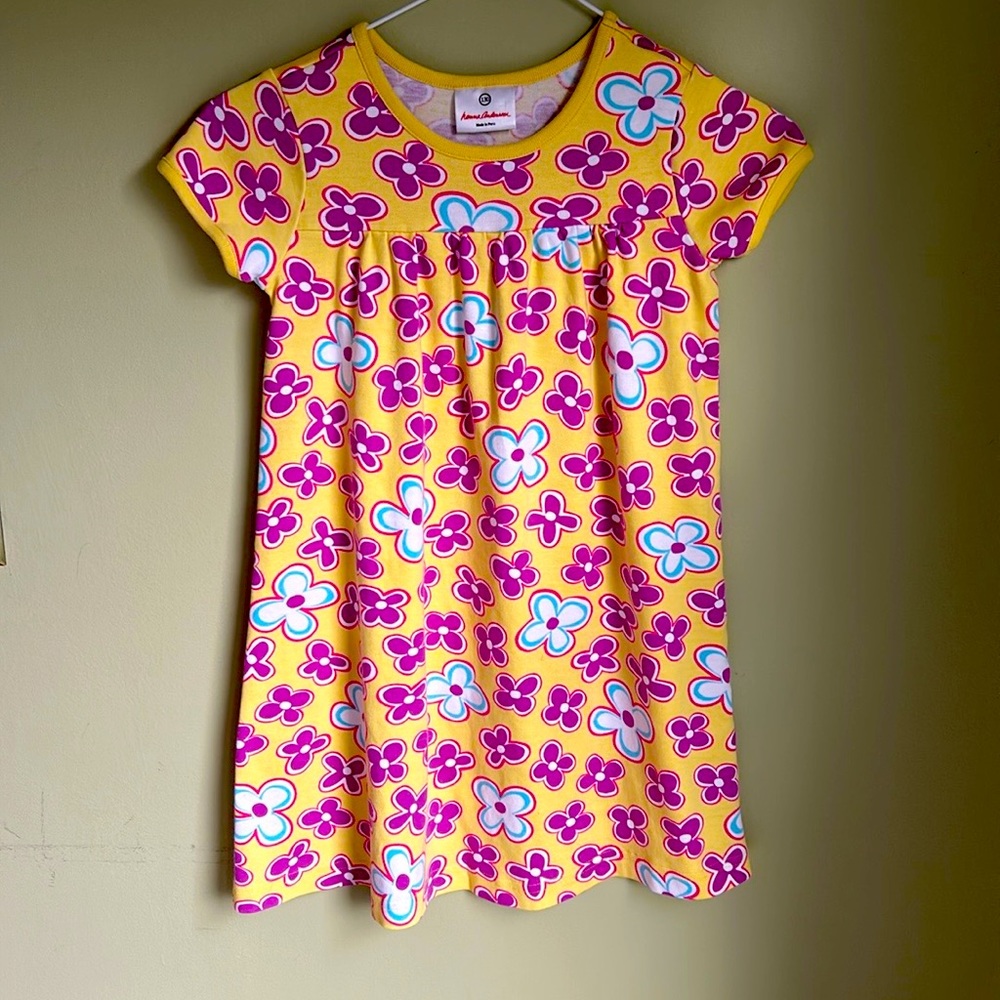 Girl”d Hanna Andersson yellow floral play dress Size 6/7